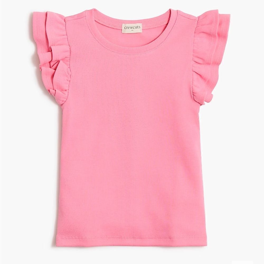 J.Crew Factory Crewcuts Girls' ribbed ruffle-sleeve tee